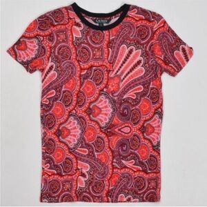 Ralph Lauren Linen Blend  Paisley Short Sleeve Top , Size 2X, NWT